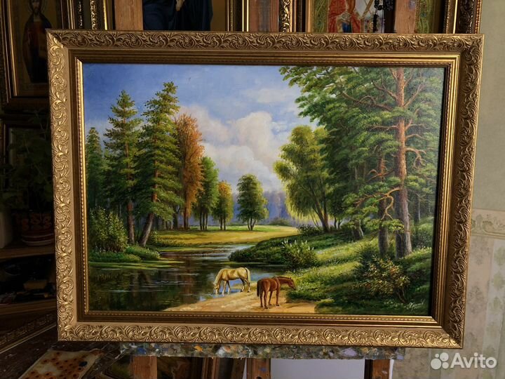 Картина маслом на холсте лошади