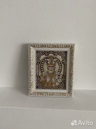 Икона Николай Чудотворец бисером