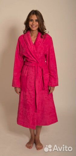 Халат махровый, малина, с индивидуальной вышивкой