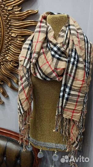 Палантин 175x65 хлопок burberry UK Англия