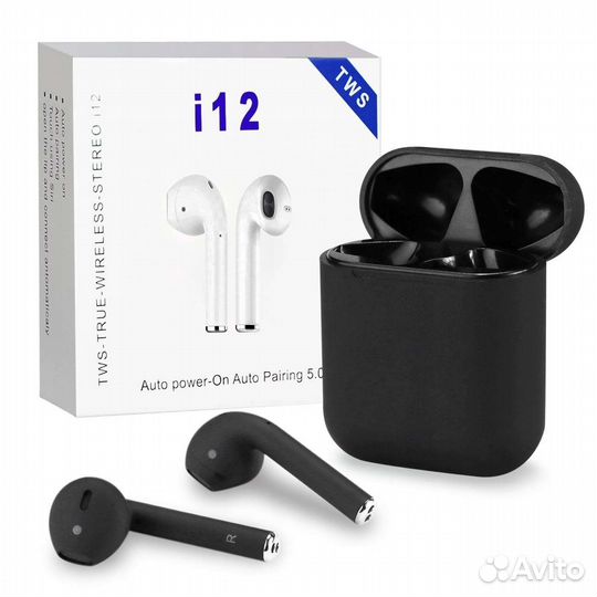 Беспроводные наушники AirPods TWS i12 черные