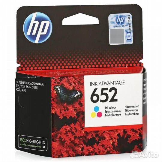 Картридж струйный HP 652 F6V24AE цветной оригинал