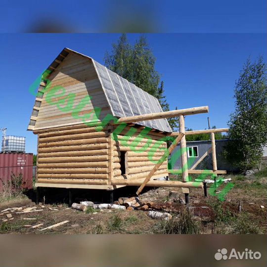 Сруб из бревна 6х4 с мансардой