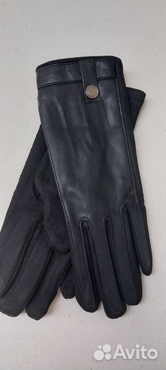 Перчатки комбинир-е велюр с экокожей внутри флис