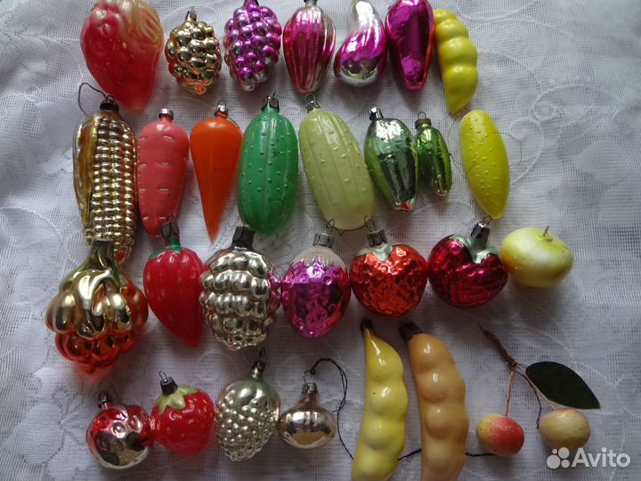 Елочные игрушки овощи, фрукты, ягоды