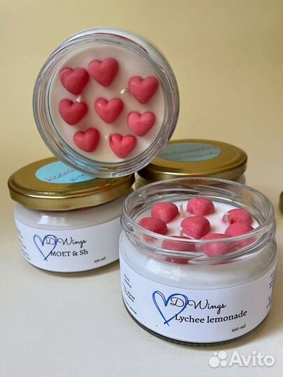 Ароматическая свеча ручной работы сердца