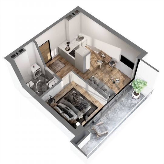 1-к. апартаменты, 38,7 м², 3/8 эт.