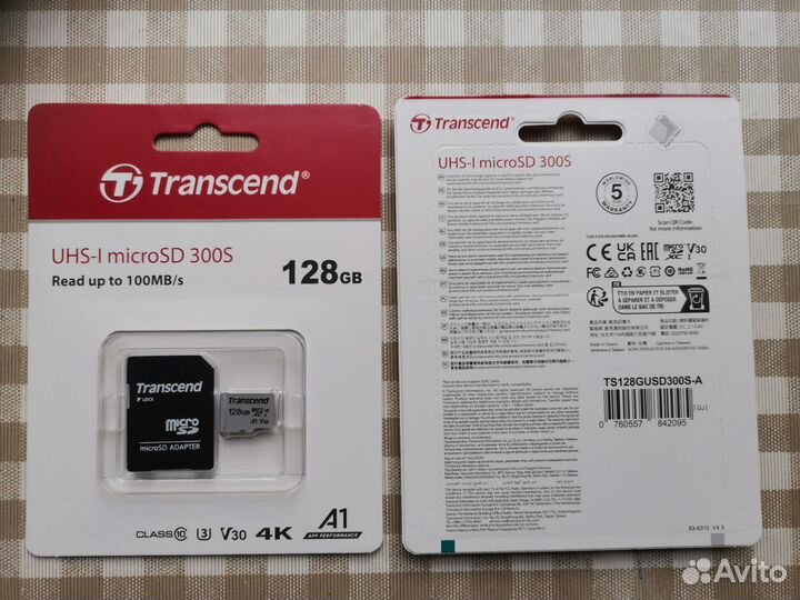 Карты памяти Transcend microSD 128 гб оригинальные