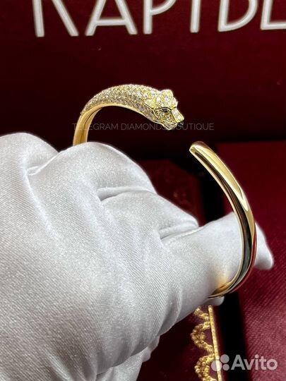 Браслет cartier panthere желтое золото 750,бриллиа