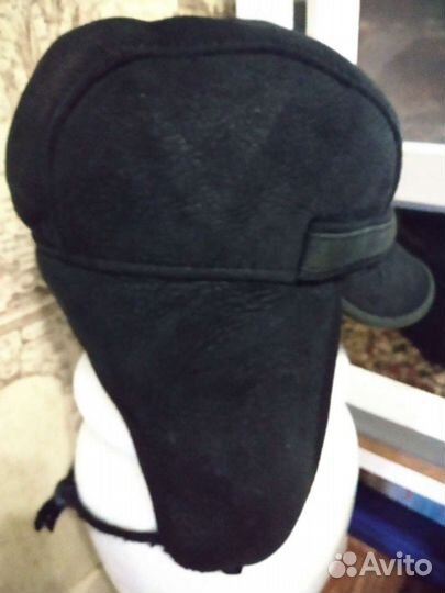 Шапка натуральный мех и кожа