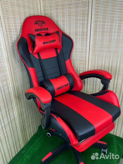 Игровое кресло с массажем кожаное