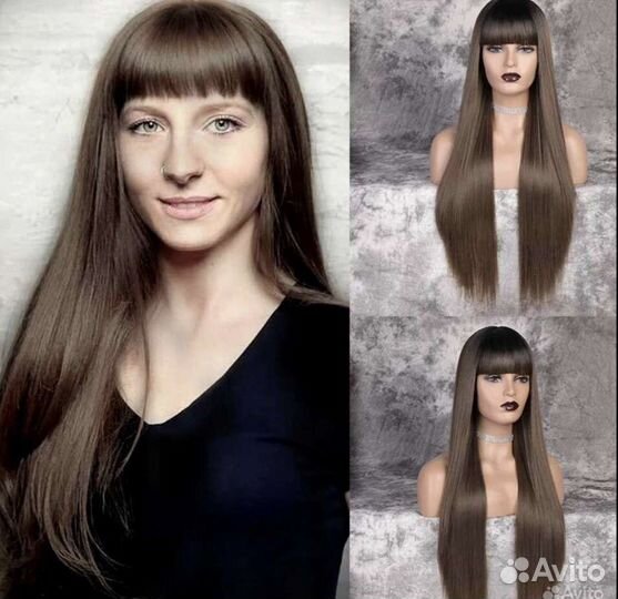 Парик прямой с челкой. Новый, длинный