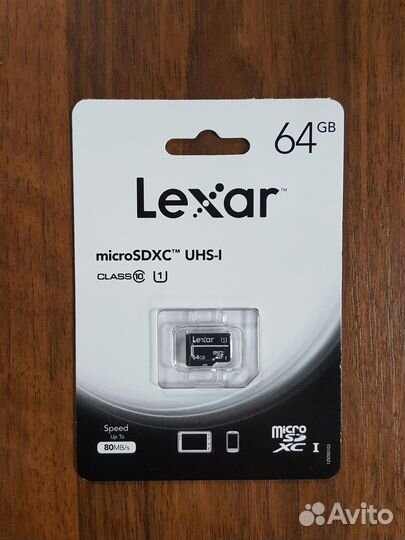 Карта памяти MicroSD 64гб lexar High-Performance