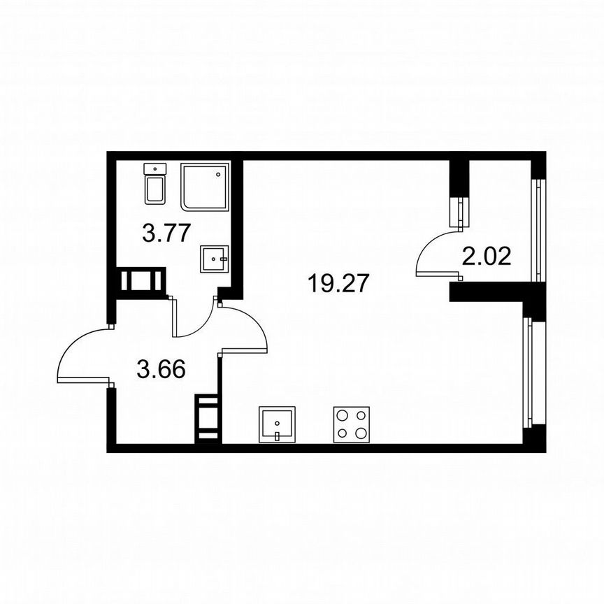 Квартира-студия, 27,7 м², 9/9 эт.