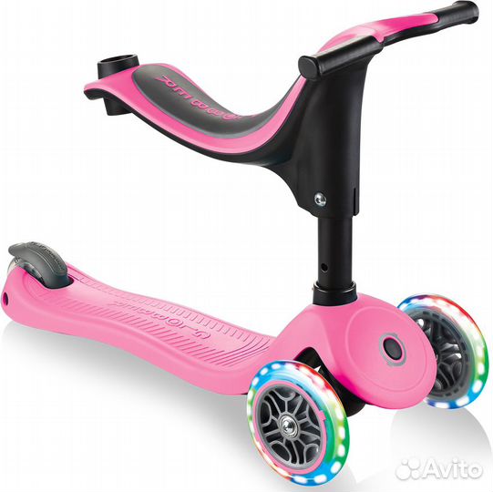 Самокат Globber GO UP sporty plus lights розовый S