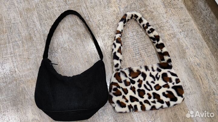 Две сумочки вельвет и искусственный мех