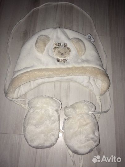 Комплект шапка, варежки (до года)