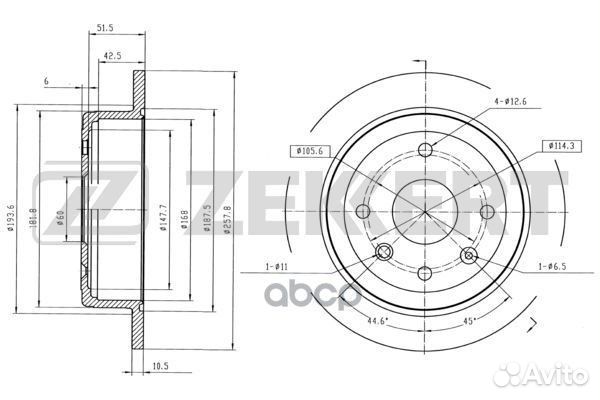 Диск торм. зад. Chevrolet Lacetti (J200) 05- D