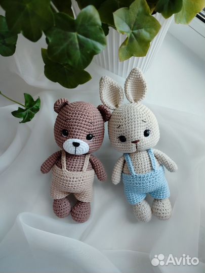 Мишка и зайка ручной работы