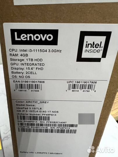 Новый Lenovo i3 1год гарантия