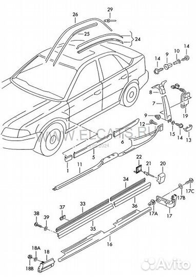 Накладка порога задняя правая VAG Audi A4 1995-200