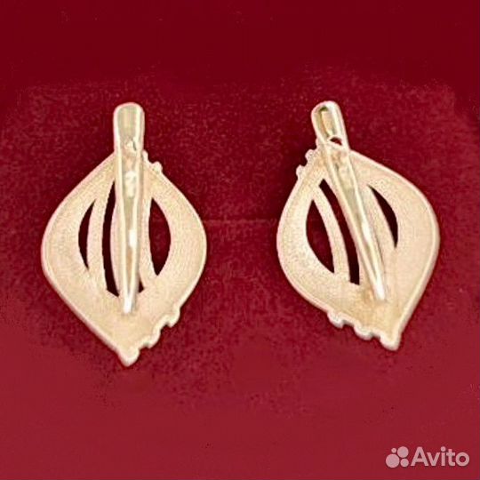 Золотые серьги 585 пробы комбинированные