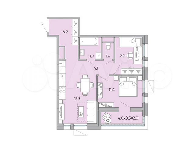 2-к. квартира, 55 м², 10/18 эт.