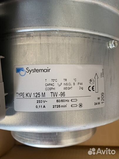 Канальный вентилятор Systemair kv 125 m