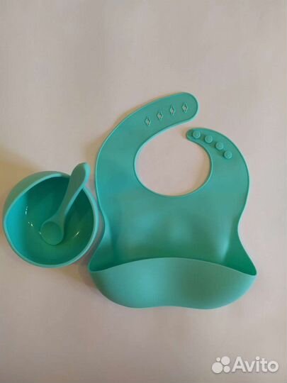 Нагрудник силиконовый тарелка ложка