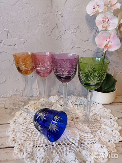 Фужеры цветной накладной хрусталь Германия