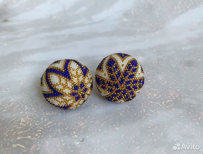 Ёлочные шарики ручной работы d-4см (набор 2шт)