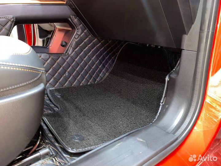 Кожаные 3D коврики в салон авто