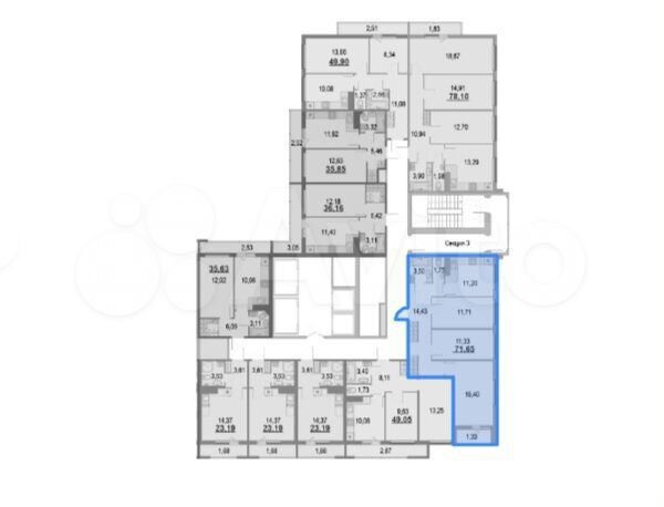 3-к. квартира, 72,1 м², 12/22 эт.