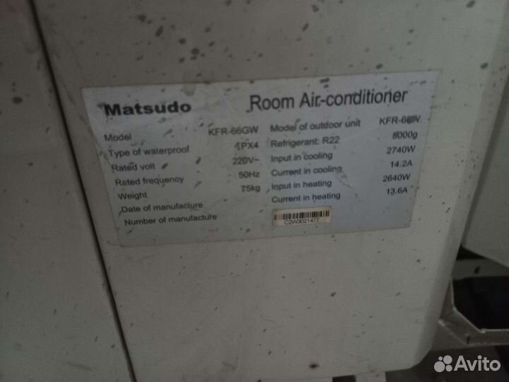 Блок кондиционера Matsudo, на 190 квадратов