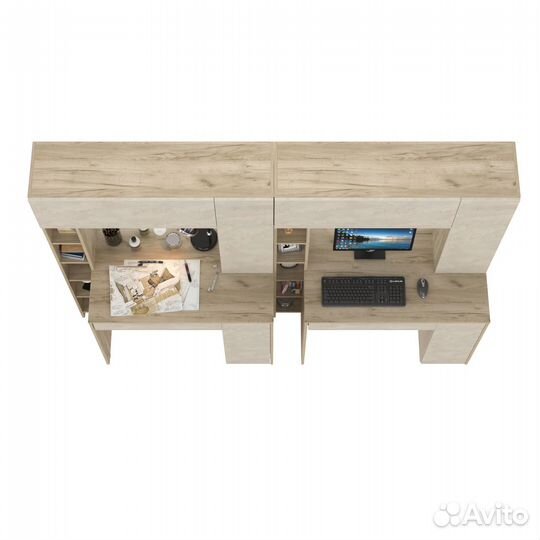 Два стола для домашнего офиса Mobi Комфорт 12.71 цвет дуб крафт серый/шёлковый камень