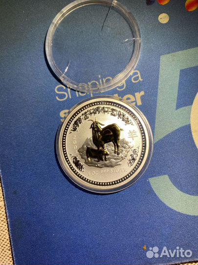 Коза. Лунный календарь. Серебро 1 доллар 2003 года