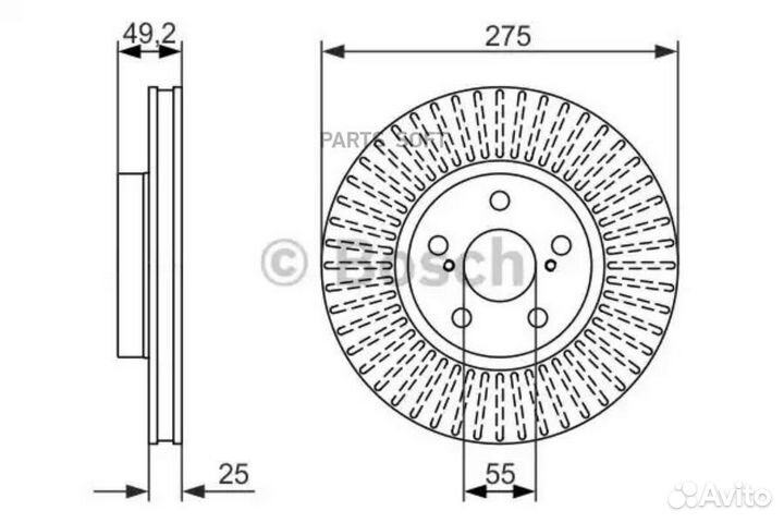 Bosch 0986479619 Диск торм. пер. вент. 275x25 5 от