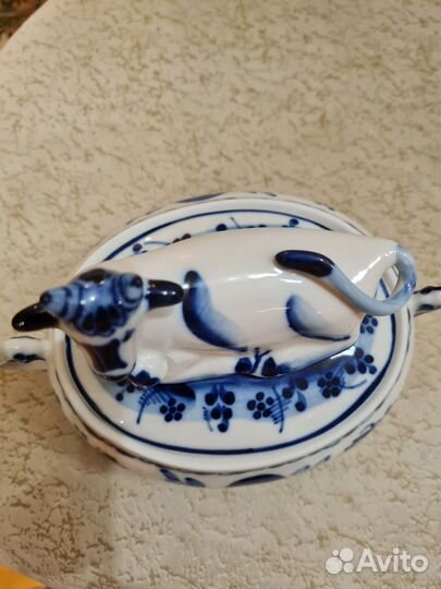Гжель. Масленка/сметанница 