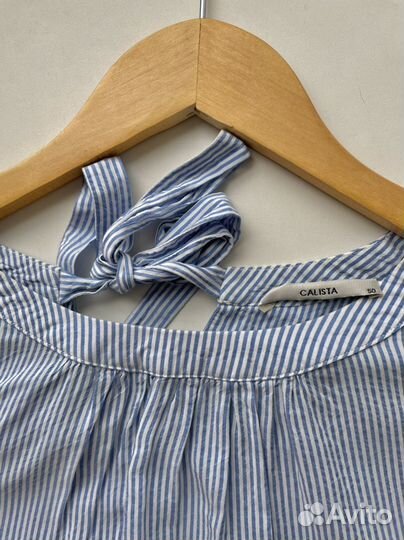 Блузка женская бело-голубая в полоску (calista)