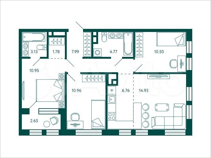3-к. квартира, 73,1 м², 8/28 эт.