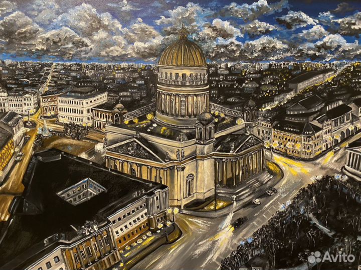 Санкт-Петербург Картина Маслом ночной пейзаж