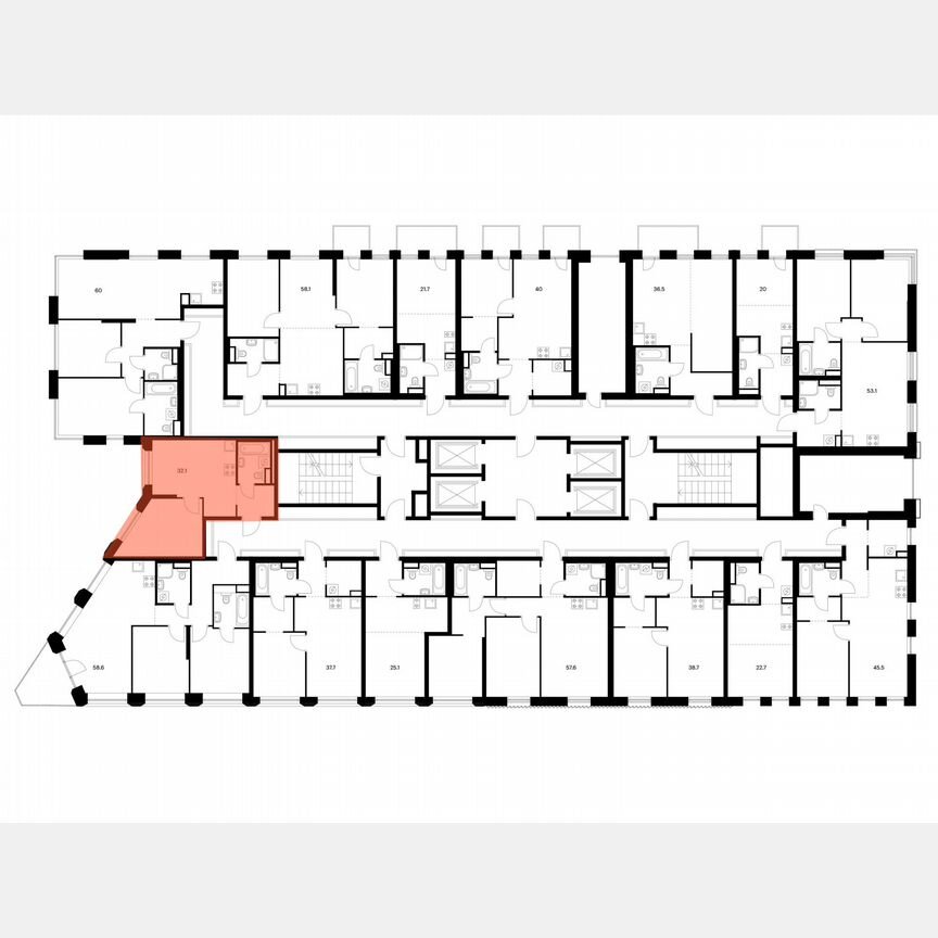 1-к. квартира, 32,1 м², 10/39 эт.