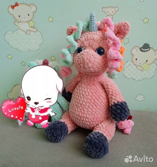 Сова, Слон Бык, Ёж, Единорог вязаная игрушка