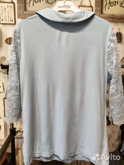 Блузка для девочки школьная голубая