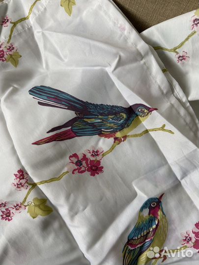 Занавеска шторка с птицами hm