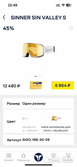 Горнолыжные очки sinner sin valley s