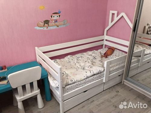 Софа детская Домик берёза высокий борт