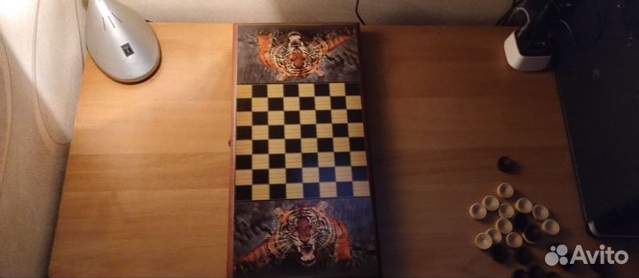 Нарды, шашки деревянные Оскал Тигра