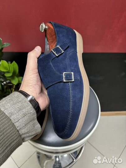 Монки с мехом santoni оригинал замш