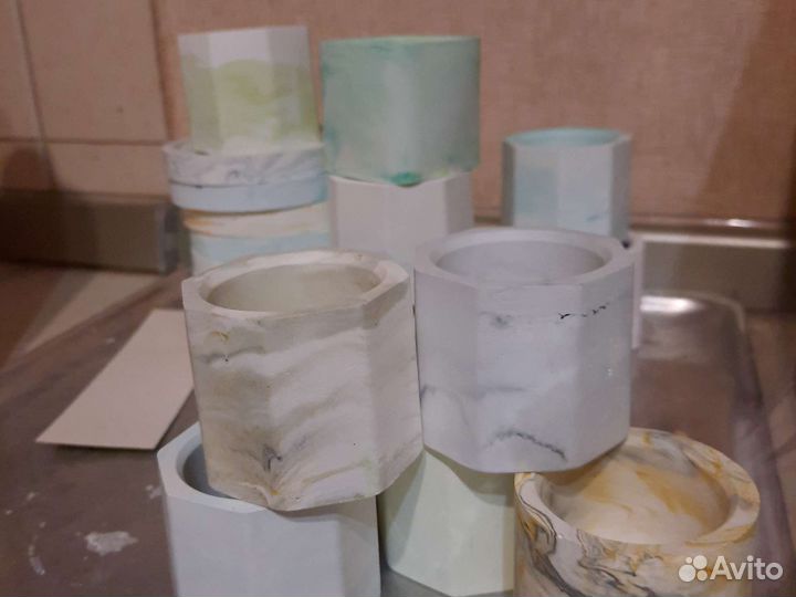 Декоративный набор горшков из гипса